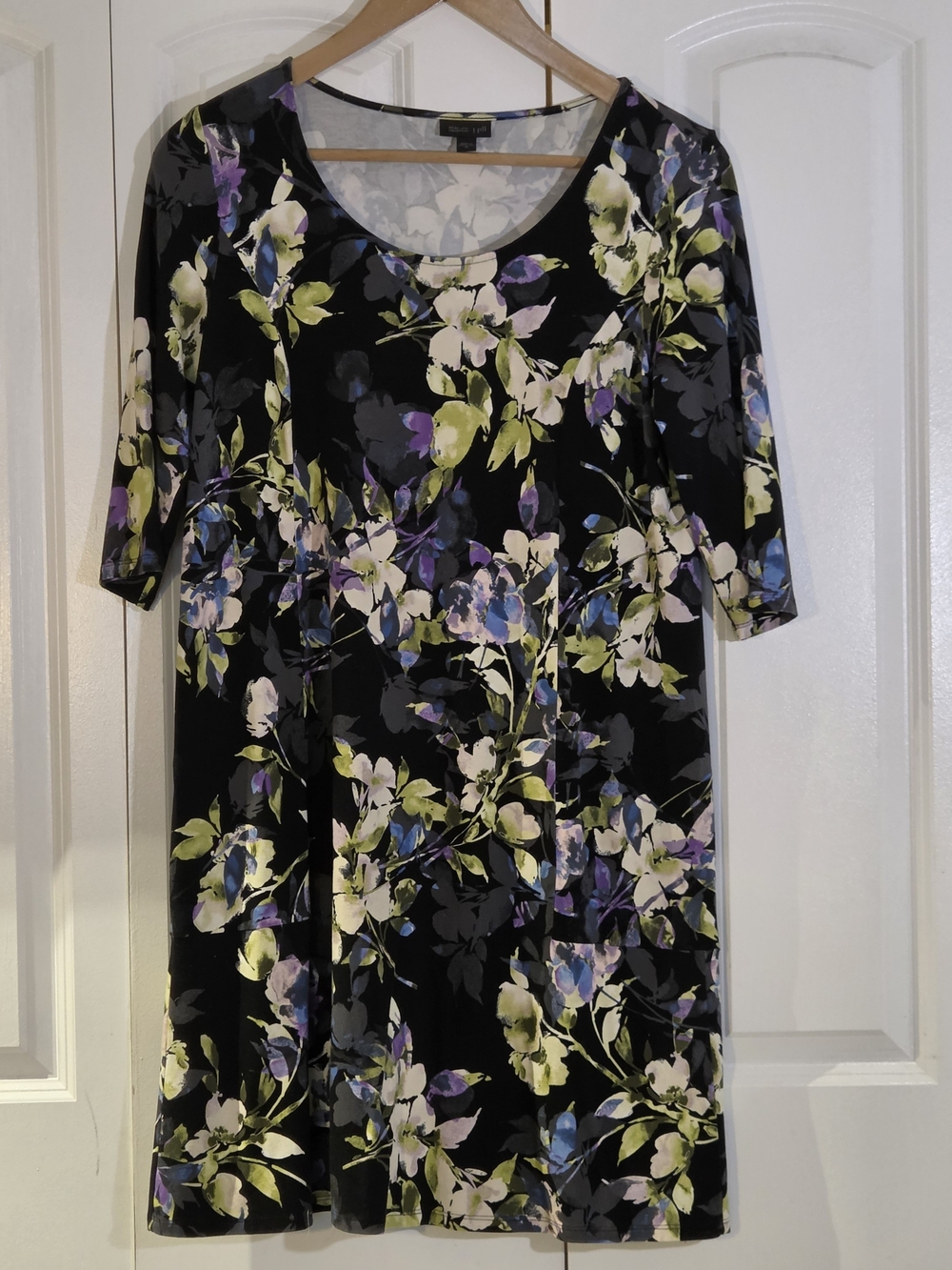 J. Jill Wearever Dress Size M Floral T-Shirt Comfy Stretch Travel Casual